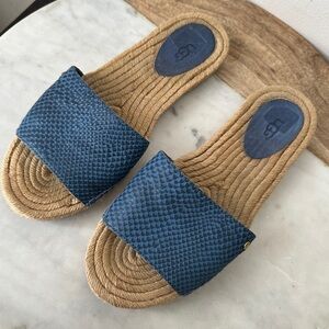 UGG Cherry Exotic Slip on espadrille sandals Slides size 8 Blue